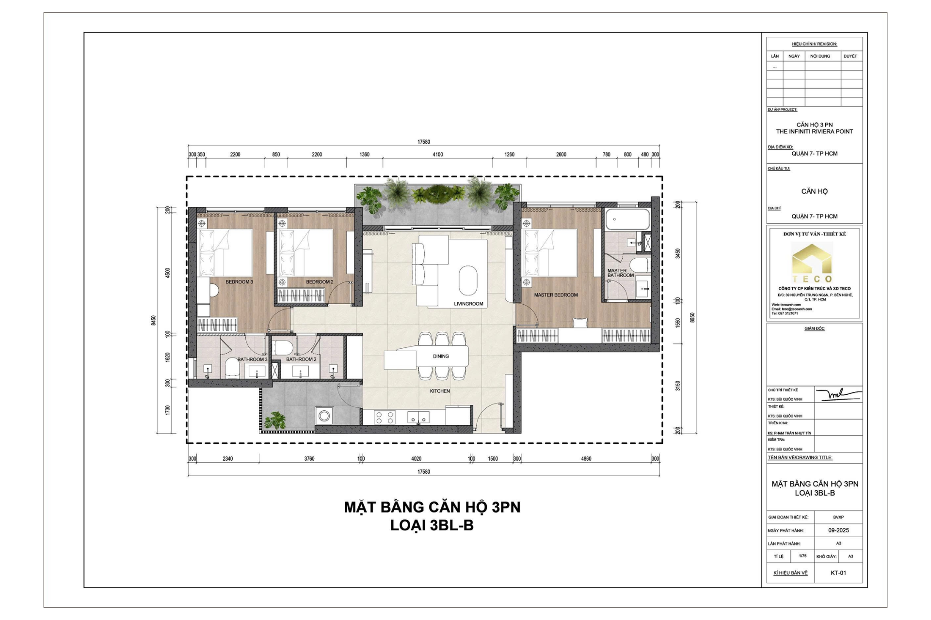 Bản vẽ mặt bằng nhà ở được thực hiện bởi TECO