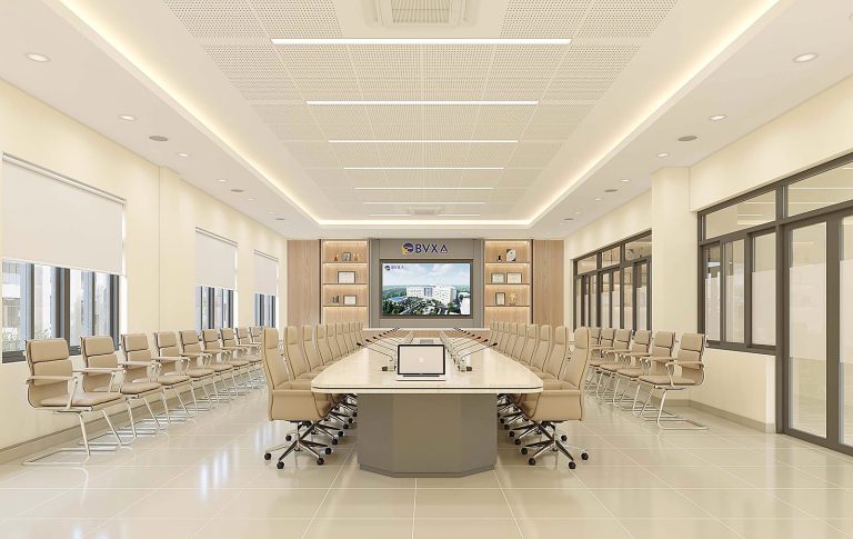 Block B briefing room – conference table and timber panelling