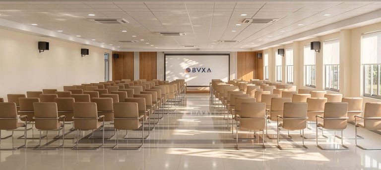 Xuyen A Cu Jut Hospital auditorium – conference tables and projection screen