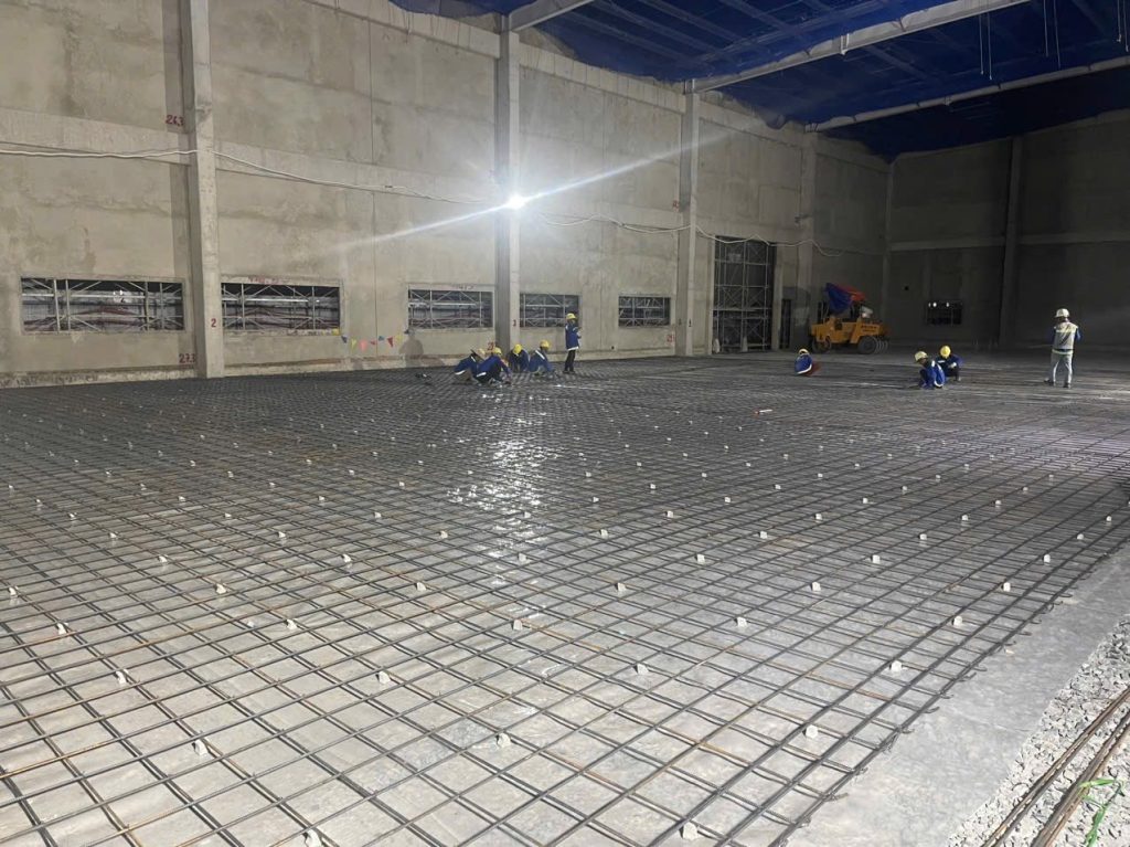 Slab reinforcement inspected and accepted before concrete pouring